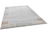 Wollteppich THEKO "Denver 1999", grau, B:90cm H:16mm L:160cm, Schurwolle, Teppiche, reine Wolle, Gabbeh Design, handgeknüpft, mit Bordüre
