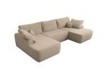 MKS Wohnlandschaft Cubo U Hellbraun Boucle , Braun , Textil , U-Form , 370x100x187 cm , Oeko-Tex® , Wohnzimmer, Sofas & Couches, Wohnlandschaften, Wohnlandschaften in U-Form