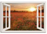 Artland Wandbild »Fensterblick Mohnblumenfeld« 1 Stk. tlg. als Leinwandbild, Poster, Wandaufkleber in verschied. Grössen