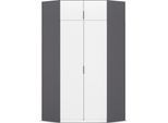 Kleiderschrank RAUCH "Eckschrank Schrank Ankleidezimmer Schlafzimmer Garderobe LAGOA", graumetallic, alpinweiß, B:117cm H:235cm T:117cm, Holzwerkstoff, Schränke, Kleiderschrank, voll ausgestattet viel Stauraum, optional mit Aufsatz MADE IN GERMANY