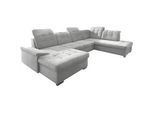 Livetastic Wohnlandschaft , Silberfarben , Textil , Uni , Ottomane rechts, U-Form , 330x212 cm , Made in Eu , Liegefunktion, seitenverkehrt erhältlich, Schlafen auf Sitzhöhe, Rücken echt, Armteil links , Wohnzimmer, Sofas & Couches, Wohnlandschaften, Wohnlandschaften in U-Form