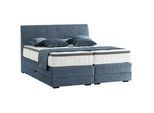 Novel Boxspringbett , Blau , Textil , Wenge , H4 , 7-Zonen , Höhe ca. 18 cm , 180x200 cm , Bettkasten, Federkernmatratze , Schlafzimmer, Betten, Boxspringbetten