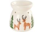 Duftlampe , Weiß , Keramik , Hirsch , bauchig , 11 cm , Dekoration, Raumdüfte, Duftlampen