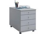 Mid.you Rollcontainer , Grau , Kunststoff , 4 Schubladen , 42x57x80 cm , Büromöbel, Schreibtischcontainer, Rollcontainer