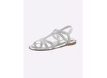 Sandale HEINE, Damen, Gr. 39, silber (silberfarben), Textil, Schuhe Sandale