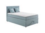 Welnova Boxspringbett, Hellblau, Kunststoff, H3, Höhe ca. 17 cm, 120x200 cm, gepolstertes Kopfteil, Kinder- & Jugendzimmer, Jugendmöbel, Jugendbetten, Jugend-Boxspringbetten