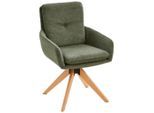 Livetastic Armlehnstuhl, Olivgrün, Holz, Metall, Textil, Eiche, massiv, Füllung: Schaumstoff, konisch, 58x91x63.5 cm, Sitzfläche 360° drehbar, Esszimmer, Stühle, Esszimmerstühle, Armlehnenstühle