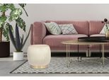 Sitzhocker KAYOOM "Hocker Lilje, Edler Touch durch goldenen Sockel,Hochwertiger Samtbezug", beige (creme), B:43cm H:42cm T:43cm, Bezug: 100% Polyester/ Korpus: MDF, Sperrholz Gestell: Edelstahl, Hocker, Sitzhocker, samtweich, gesteppte Ziernaht, Edelstahlsockel, Hochwertiger Samtbezug