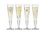 Ritzenhoff Breker Champagnerglas , Schwarz, Goldfarben , Glas , 4-teilig , 205 ml , 7.2x24x7.2 cm , Fsc, Made in Germany , Gläser, Champagnergläser & Sektgläser