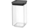 Brabantia Vorratsdose , Dunkelgrau , Kunststoff , 1,6 l , 11x20x11 cm , lebensmittelecht, luftdichter Verschluss, stapelbar , Küchenzubehör, Vorratsbehälter, Vorratsdosen