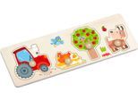 Steckpuzzle HABA "Bauernhof", bunt, Puzzles, KinderB:10cm H:2,2cm T:30cm, Holz, B:10cm H:2,2cm T:30cm