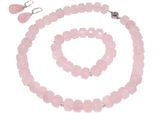 Schmuckset FIRETTI "Multipack Schmuck Geschenk Messing Ohrringe Armband Kette Edelsteine", bunt (silberfarben, rosa, rosa, silberfarben), Schmuck_Sets, Damen, Messing, Silber 925 (Sterlingsilber), Silikon, Schmuckset, Made in Germany - mit Hämatit, Rosenquarz