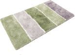 Badematte HOMIE LIVING "Rio Marina", grün (grün, grau), H:30mm, Polyester, Badematten, Badematte, flauschiger Badteppich, modern gestreift, waschbar, Badezimmerteppich