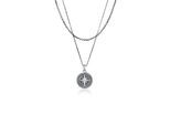 Kette mit Anhänger KUZZOI "Herren Layer Kompass Maritim 925 Silber" Gr. 50, grau, Halsketten, Herren, 50, ohne Stein, Silber 925 (Sterlingsilber), L: 50