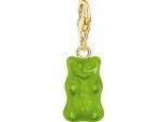 Charm-Einhänger THOMAS SABO "THOMAS SABO x HARIBO Schmuck: Charm", gold (gelbgoldfarben, grün, grün), Charms, Damen, Silber 925 (recycelt), mit Kristallglas