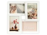 Bilderrahmen Collage QUEENCE "Rahmen 3D Holz in weiß", weiß, B:29cm H:29cm T:3cm, MDF, Bilderrahmen, Platz für 4 Fotos in 10x15cm