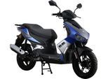 Motorroller ALPHA MOTORS "Mustang FI", blau (blau, grau, schwarz), Motorroller, 45 km/h, mit USB-Anschluss und Lenkerschloss, sportliches Design, B:67cm H:114cm L:193cm