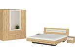 Schlafzimmer-Set RAUCH "Komplettschlafzimmer Schlafzimmer BURANO mit Schrank in 3 Breiten", eiche artisan, champagner, mit Schrank 4-trg. + ohne Matratze, B/H: 180cm x 200cm,mit Schrank 4-trg., Holzwerkstoff, Schlafzimmermöbel-Sets, Bett 180x200 cm und 2 Nachttischen MADE IN GERMANY