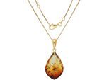 Kette mit Anhänger FIRETTI "Schmuck Geschenk Silber 925 Halsschmuck Halskette Venezianer Tropfen", gold (gelbgoldfarben, bernsteinfarben), Halsketten, Damen, Silber 925 (Sterlingsilber), L: 45 B: 1mm, mit Bernstein, B:1mm