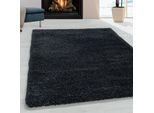 Hochflor-Teppich AYYILDIZ TEPPICHE "FLUFFY 3500", grau (anthrazit), B:240cm H:50mm L:340cm, Polypropylen (PP), Teppiche, Langflor, Shaggy, uni, robust, auch in rund erhältlich, Wohnzimmer