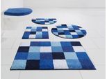 Badematte GRUND "Mosaik, Badvorleger, Badezimmer Teppich, sehr weich" Gr. 4, blau, H:20mm, Kunstfaser, Badematten, Badematte, angenehm weich, auch als 3 teiliges Set erhältlich, Made in Europe