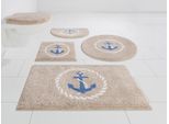 Badematte GRUND "Port Louis" Gr. 6, beige, H:20mm, Kunstfaser, Badematten, Badematte, Design mit Anker, maritim, Made in Europe