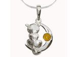 Kette mit Anhänger OSTSEE-SCHMUCK "Ostsee-Schmuck Kette mit Anhänger Katze und Mond" Gr. 60, silber, Halsketten, Damen, 60cm, Silber 925 (Sterlingsilber), L: 42