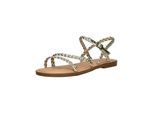 Riemchensandale TOMS "TOMS Sandalen Lederimitat", Damen, Gr. 36, gold, Lederimitat, Schuhe Riemchensandale
