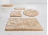 Badematte GRUND "Melos, Badvorleger, Badezimmer Teppich, sehr weich" Gr. 2, beige (sand), H:27mm, Kunstfaser, Badematten, melierte Optik, sehr weicher Flor, Melange-Effekt, Made in Europe