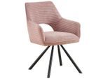 Hom`in Armlehnstuhl, Pink, Metall, Textil, Drehkreuz, 60x85x63 cm, Stoffauswahl, inklusive Armlehnen, Sitzfläche 180° drehbar, automatische Rückholfunktion, Esszimmer, Stühle, Esszimmerstühle, Armlehnenstühle