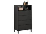 Highboard Inova, Anthrazit, Schwarz, Kunststoff, 4 Schublade(n) Schubladen, 60x103.5x33 cm, Made in Germany, Beimöbel erhältlich, stehend, Wohnzimmer, Kommoden & Sideboards, Highboards