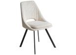 Carryhome Stuhl, Beige, Metall, Textil, Flachrohr, 48x85x56 cm, Bsci, Esszimmer, Stühle, Esszimmerstühle, Vierfußstühle