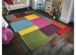 Wollteppich FLAIR RUGS "Abstract Collage, 100% Wolle", bunt (multi), B:120cm H:11mm L:180cm, Wolle, Teppiche, Karo Design, Patchwork, modern, mehrfarbig, Wohnzimmer, Schlafzimmer