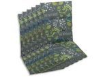 Sesselauflagenset , Blau, Grau, Grün , Textil , 6-teilig , Blume , Füllung: Schaumstoff, Vlies , 48x5x108 cm , Oeko-Tex® Standard 100 , pflegeleicht, für den Außenbereich geeignet, mittels Gurtband zu befestigen , Gartenmöbel, Gartenpolster & Auflagen, Sesselauflagen