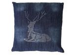 MCW Deko-Kissen Hirsch Blau , Textil , 45x45x12 cm , Wohntextilien, Kissen, Dekokissen
