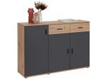 Xora Kommode, Anthrazit, Eiche Artisan, Holzwerkstoff, 2 Fächer, 2 Schublade(n) Schubladen, 119.9x82x34.7 cm, Wohnzimmer, Kommoden & Sideboards, Kommoden