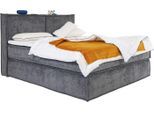 Boxspringbett HOME AFFAIRE "Sophielle, erhältlich in den Breite 160, 180 & 200cm", grau (dunkelgrau), B:186cm L:223cm, 100% PES, Komplettbetten, Boxspringbett, inkl. Topper und Taschen-Federkernmatratze