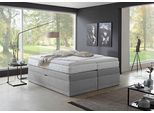 Boxspringbett "Ibiza in den Breiten 160x200, 180x200cm & 200x200cm", grau, B:180cm L:200cm, WESTFALIA SCHLAFKOMFORT, Komplettbetten, Boxspringbett