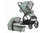 Gesslein Kombikinderwagen , Mintgrün , Metall , 55x130x100 cm , EN 1888, UV 50+, Oeko-Tex® Standard 100 , Feststellbremse, Fußstütze abklappbar, Federung, kugelgelagerte Räder, Verdeckung abnehmbar, 5-Punkte-Gurt, Handbremse, für Babyschale geeignet, Griff in Lederoptik, mit Tragegriff, Sitz umsetzbar, Reflektorstreifen, abnehmbarer Schutzbügel,5-Punkt-Gurt, Schutzbügel abnehmbar, Sitz umsetzbar,