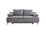 Novel Boxspringsofa, Grau, Metall, 2-Sitzer, Füllung: Schaumstoff, 204x93x100 cm, Made in EU, Stoffauswahl, Schlafen auf Sitzhöhe, Liegefunktion, Rücken echt, Wohnzimmer, Sofas & Couches, Schlafsofas, Schlafsofas mit Bettkasten