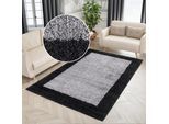 Hochflor-Teppich OTTO HOME "Liams" Gr. 6, grau (anthrazit), B:200cm H:30mm L:290cm, Kunstfaser, Teppiche, mit Bordüre, besonders weich und kuschelig, Wohnzimmer, Schlafzimmer