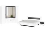 Schlafzimmer-Set RAUCH "Komplettschlafzimmer Schlafzimmer BURANO mit Schrank in 3 Breiten", alpinweiß, graumetallic, mit Schrank 5-trg. + ohne Matratze, B/H: 180cm x 200cm,mit Schrank 5-trg., Holzwerkstoff, Schlafzimmermöbel-Sets, Bett 180x200 cm und 2 Nachttischen MADE IN GERMANY