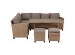 Ambia Garden Dining-Loungeset , Hellbraun , Kunststoff, Textil , Füllung: Schaumstoff,Schaumstoff , L-Form, links montierbar , 236x179 cm , Gartenmöbel, Gartengarnituren, Gartenmöbel-Sets