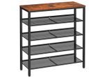 Boxxx Schuhregal Vasagle, Braun, Schwarz, Metall, Holzwerkstoff, Vintage, 75x93x28 cm, Typenauswahl, stehend, Garderobe, Schuhaufbewahrung, Schuhregale