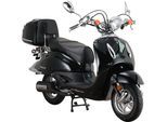 Motorroller ALPHA MOTORS "Retro Firenze", schwarz (schwarz, schwarz), Motorroller, 25 km/h, mit Lenkerschloss, im Retro-Look, B:85cm H:108,5cm L:189cm, Topseller