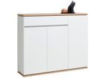 Xora Schuhschrank, Weiß, Eiche Artisan, Kunststoff, 7 Fächer, 1 Schublade(n) Schubladen, 135x112x38 cm, Typenauswahl, Beimöbel erhältlich, Garderobe, Schuhaufbewahrung, Schuhschränke