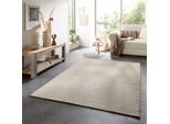 Wollteppich THEKO "Trondheim PO-502", beige, B:80cm H:10mm L:150cm, Schurwolle, Teppiche, Handweb Teppich, Flachgewebe, reine Wolle, handgewebt, Rauten Muster