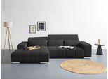 Ecksofa COTTA "Orion L-Form", braun (mud), B:307cm H:73cm T:186cm, 100% Polyester, Sofas, Ecksofa, mit 2x Kopfteilverstellung & 3 Nierenkissen