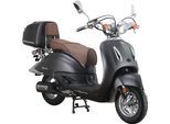 Motorroller ALPHA MOTORS "Retro Firenze", schwarz (mattschwarz, braun), Motorroller, 25 km/h, mit Lenkerschloss, im Retro-Look, B:85cm H:108,5cm L:189cm
