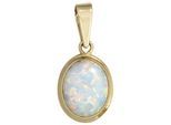 Kettenanhänger JOBO "Anhänger oval", gold (gelbgold 333), Schmuckanhänger, Damen, Gelbgold 333, Kettenanhänger, 333 Gold mit synthetischem Opal